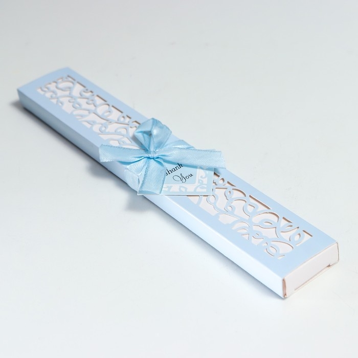 Веер бамбук, текстиль h=21 см  Веер бамбук, текстиль h=21 см "Моноцвет" в коробке, нежно голубой