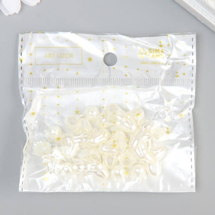 Бусины для творчества пластик "Колокольчик жемчужный" набор 40 шт 1х0,9х0,9 см