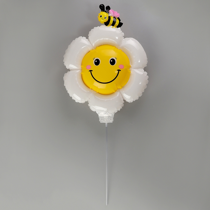 Шар полимерный 16 Шар полимерный 16" «Ромашка белая с пчёлкой», с палочкой