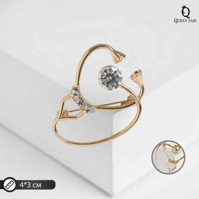 Брошь «Стетоскоп» крупный, цвет белый в золоте Брошь «Стетоскоп» крупный, цвет белый в золоте