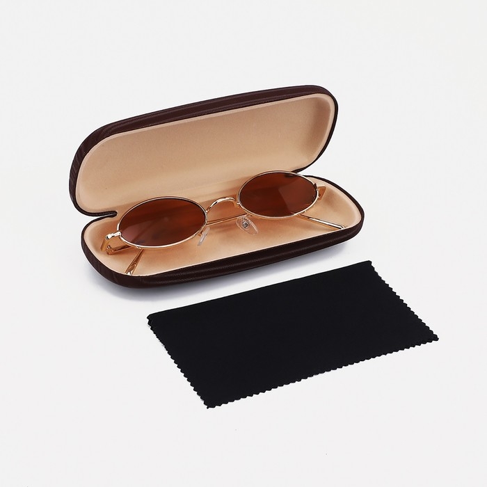 Футляр для очков на хлопушке, длина 16 см, цвет коричневый Футляр для очков на хлопушке, длина 16 см, цвет коричневый