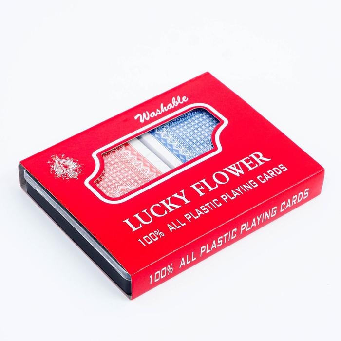 Карты игральные пластиковые  Карты игральные пластиковые "Lucky flower", 2 колоды по 54 шт, 25 мкм, 8.7 х 5.7 см