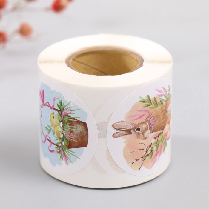 Наклейка бумага Наклейка бумага "Светлая Пасха" d=3,8 см 252 шт в рулоне