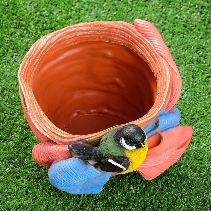 Фигурное кашпо Фигурное кашпо "Птичка на шляпе с бантиком" 21х17см, МИКС