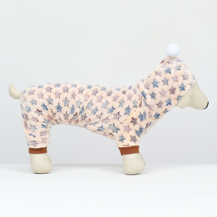 Комбинезон Комбинезон "Звёзды" с капюшоном, размер 2XL (ДС 45 см, ОШ 45 см, ОГ 55 см), бежевый