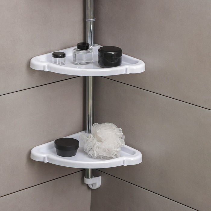 Полка угловая 4-х ярусная «Элансия», 24×24×98,2 см, цвет белый Полка угловая 4-х ярусная «Элансия», 24×24×98,2 см, цвет белый