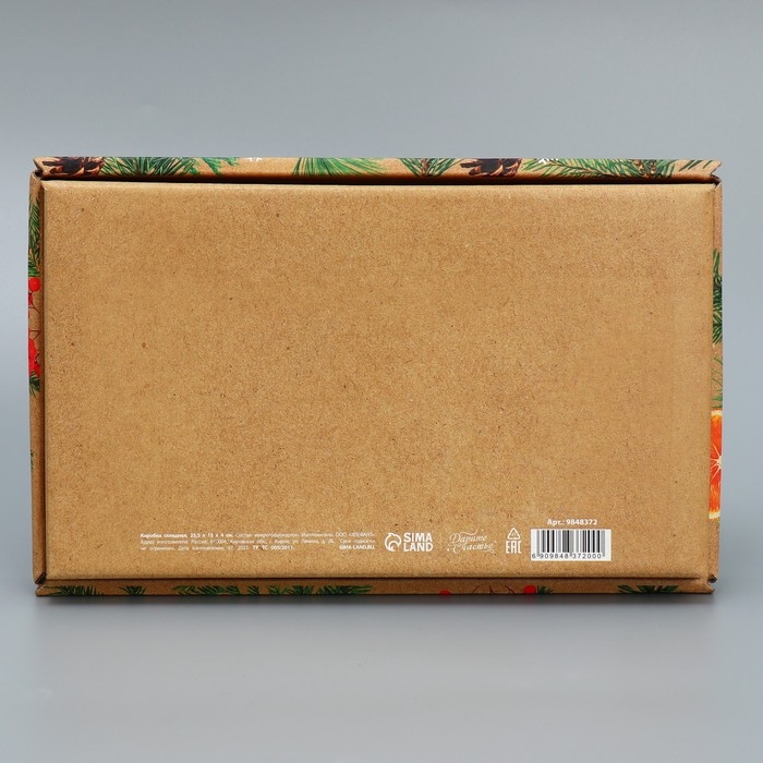 Коробка подарочная новогодняя складная «Мандариновое настроение», 25.5 х 15 х 4 см, Новый год Коробка подарочная новогодняя складная «Мандариновое настроение», 25.5 х 15 х 4 см, Новый год