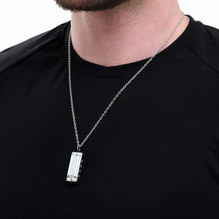 Губная гармошка Music Life  4 отверстия, 8 тонов, 3,5х1,5х1см, цепь 28см, серебристая Губная гармошка Music Life  4 отверстия, 8 тонов, 3,5х1,5х1см, цепь 28см, серебристая