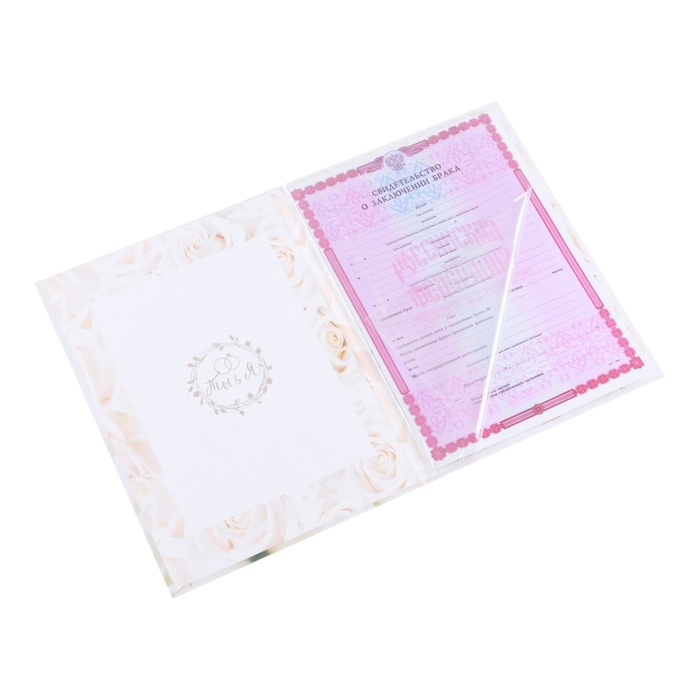 Папка для свидетельства о заключении брака «Белые розы», А4 Папка для свидетельства о заключении брака «Белые розы», А4