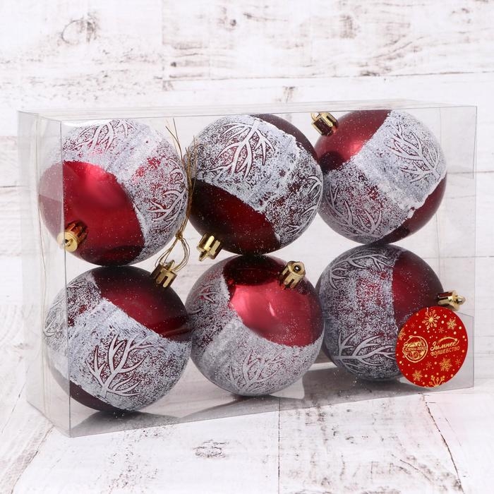 Набор шаров пластик d-8 см, 6 шт Набор шаров пластик d-8 см, 6 шт "Этель" красно-белый