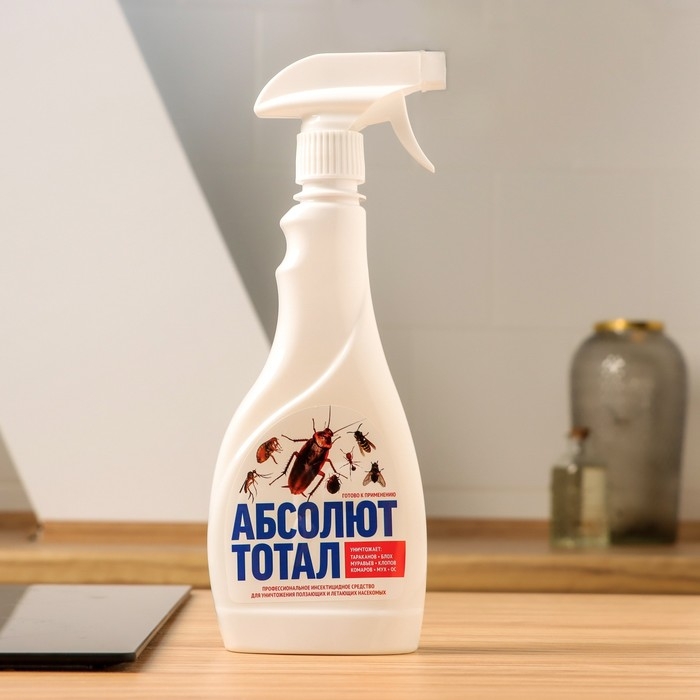 Средство от тараканов и муравьев Абсолют Тотал, флакон с триггером, 400 мл Средство от тараканов и муравьев Абсолют Тотал, флакон с триггером, 400 мл