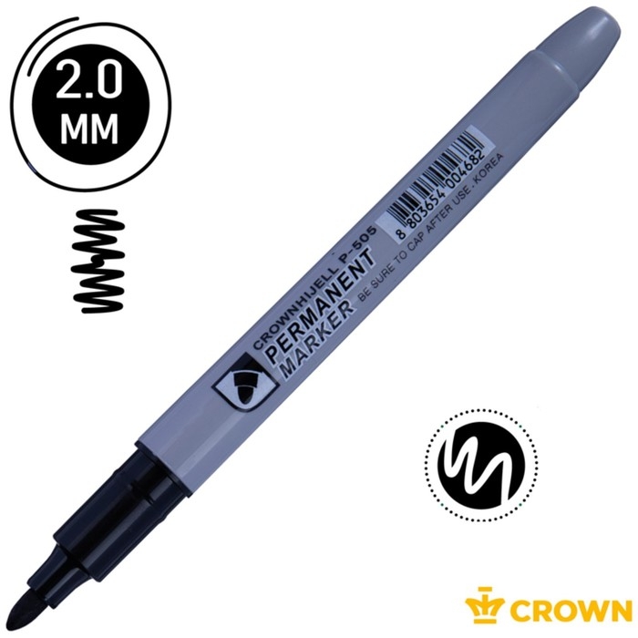 Маркер перманентный 2.0 мм, Crown Multi Marker Slim, пулевидный, черный Маркер перманентный 2.0 мм, Crown Multi Marker Slim, пулевидный, черный