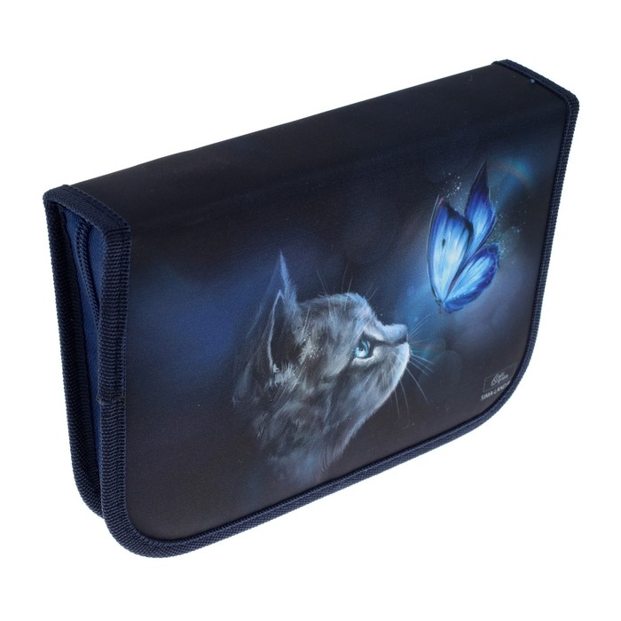 Пенал 3 секции, вкладка внутри, 140 х 210 х 40 мм, тканевый, Calligrata TOP Block  Пенал 3 секции, вкладка внутри, 140 х 210 х 40 мм, тканевый, Calligrata TOP Block "Милый котик"