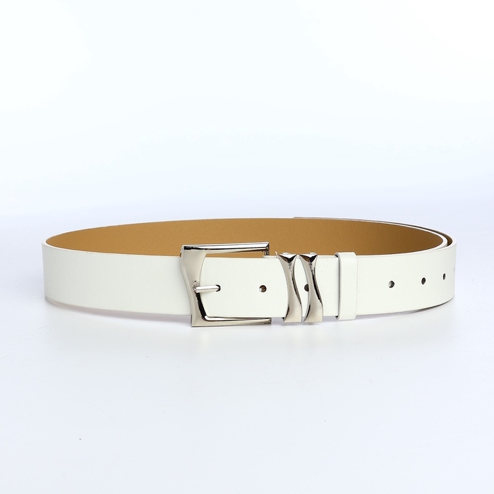 Ремень женский, ширина 3,3 см, винт, пряжка металл, цвет белый Ремень женский, ширина 3,3 см, винт, пряжка металл, цвет белый