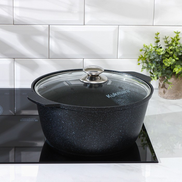 Жаровня, 5 л, d=29 см, стеклянная крышка, антипригарное покрытие, цвет тёмный мрамор Жаровня, 5 л, d=29 см, стеклянная крышка, антипригарное покрытие, цвет тёмный мрамор