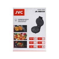 Вафельница jvc JK-MB026, электрическая, 1000 Вт, d=19 см, антипригарное покрытие, чёрная