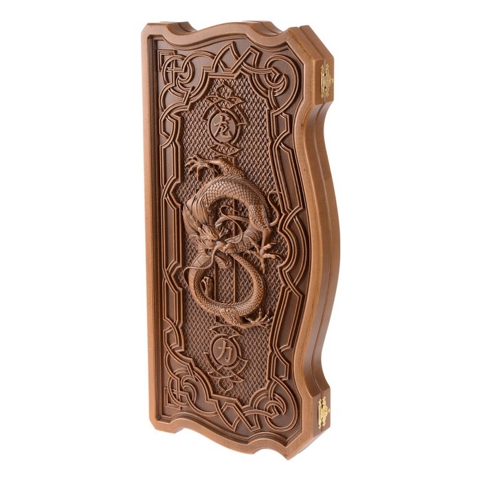 Нарды деревянные большие, резные, настольная игра  Нарды деревянные большие, резные, настольная игра "Дракон", бук, патина, 56 х 58 см