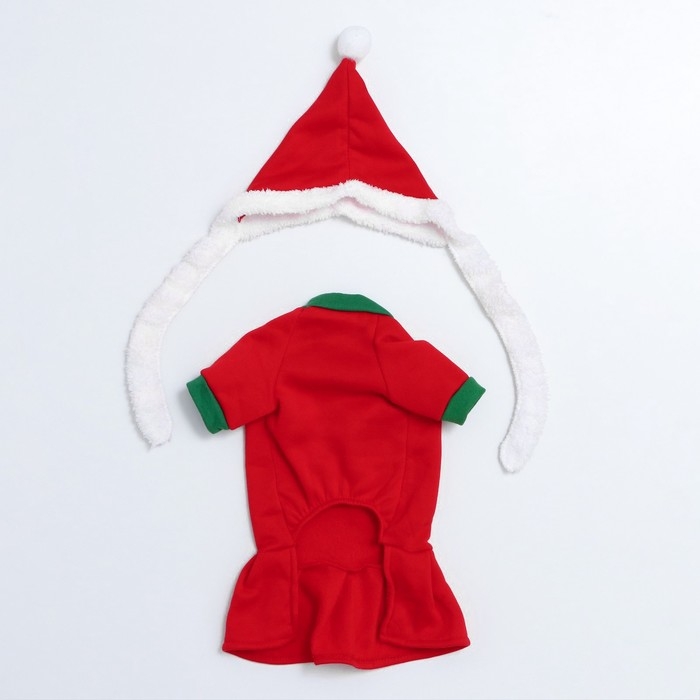 Новогодний костюм Новогодний костюм "Снегурочка" для собак, размер XS, красный (ДС 18, ОШ 22, ОГ 30 см)