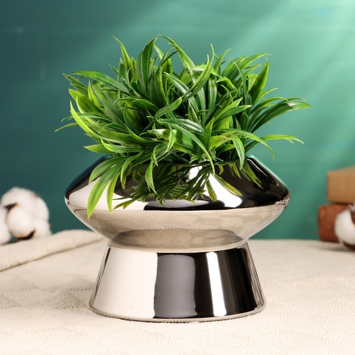 Кашпо - ваза  Кашпо - ваза "Лайтнес" серебро, 16х16х12см