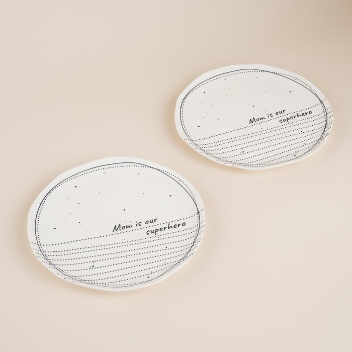 Набор тарелок фарфоровых SL Home «Милый дом», d=21 см, цвет белый Набор тарелок фарфоровых SL Home «Милый дом», d=21 см, цвет белый