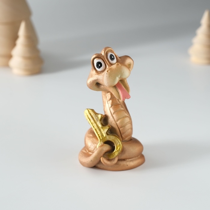 Сувенир полистоун Сувенир полистоун "Змейка с подковой/ключом" МИКС 4х4х7,5 см