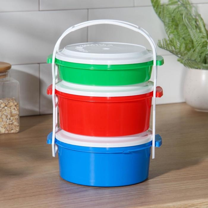 Набор пищевых контейнеров «Трапезница», 3 шт: 0,6 л,1 л, 1 л, цвет микс Набор пищевых контейнеров «Трапезница», 3 шт: 0,6 л,1 л, 1 л, цвет микс