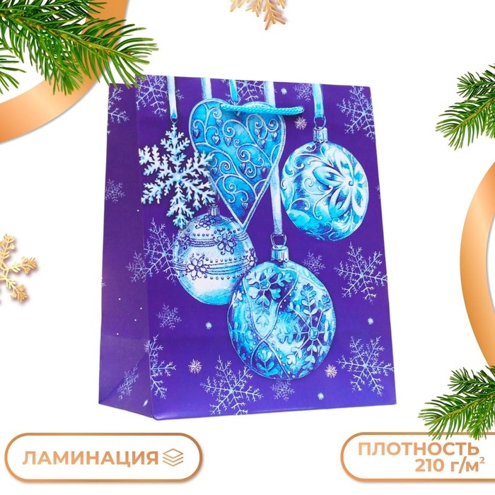 Новый год. Пакет подарочный Новый год. Пакет подарочный "Новогодние шары", 18 х 22,3 х 10 см.