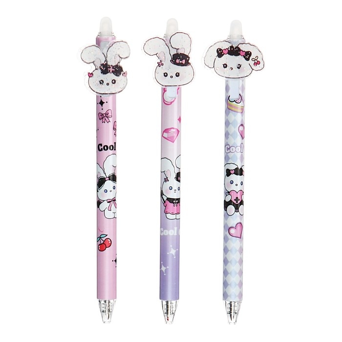 Ручка гелевая автомат Ручка гелевая автомат "Милашки", стираемые чернила, чернила синие, МИКС