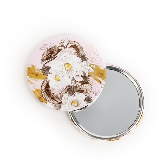 Зеркало карманное новогоднее «Новый год: Змея в цветах», диам.7 см Зеркало карманное новогоднее «Новый год: Змея в цветах», диам.7 см