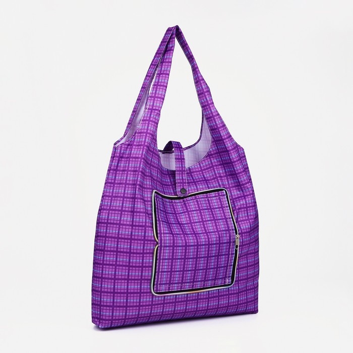 Сумка хозяйственная на кнопке, складная, цвет фиолетовый Сумка хозяйственная на кнопке, складная, цвет фиолетовый