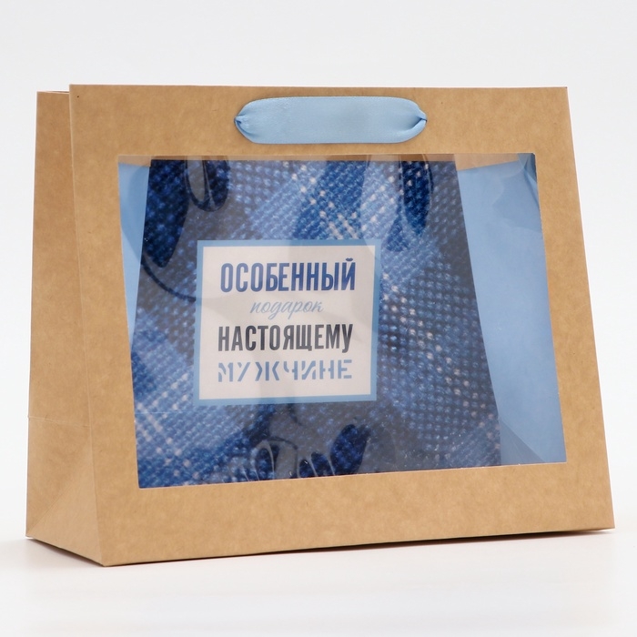 Пакет с PVC окном,  Пакет с PVC окном, "Настоящему мужчине", 24 х 11 х 20 см