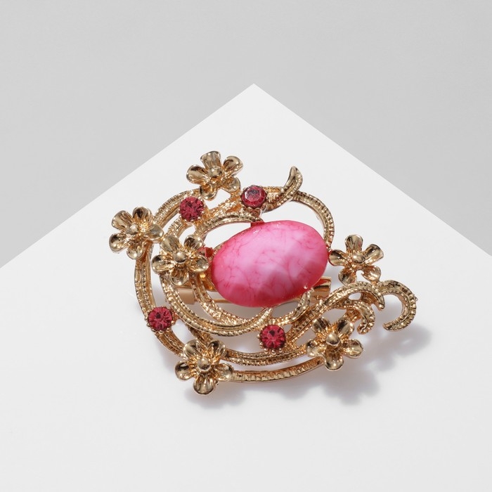 Брошь «Цветочная» арфа, цвет розовый в золоте Брошь «Цветочная» арфа, цвет розовый в золоте