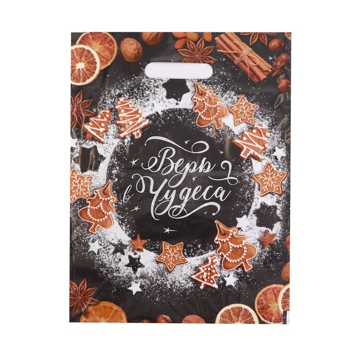 Пакет Пакет "Верь в Чудеса", полиэтиленовый с вырубной ручкой, 30х40 см, 50 мкм набор 10 штук