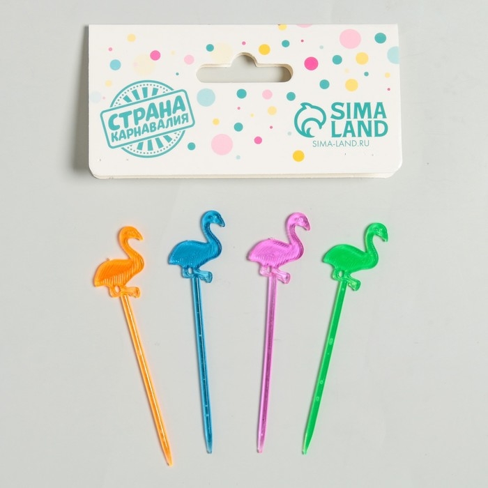 Шпажки для канапе «Фламинго», набор 12 шт., цвета МИКС Шпажки для канапе «Фламинго», набор 12 шт., цвета МИКС
