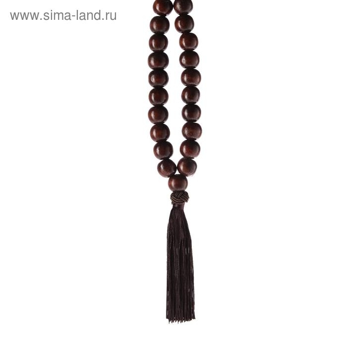 Украшение на ручку КПП, Бусы на удачу, дерево, темно-вишневый Украшение на ручку КПП, Бусы на удачу, дерево, темно-вишневый