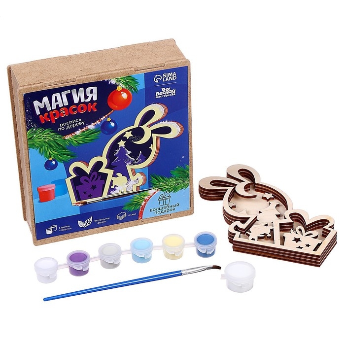 Роспись по дереву «Зайка», новогодний набор для творчества Роспись по дереву «Зайка», новогодний набор для творчества