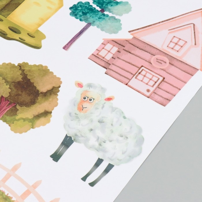 Наклейка интерьерная цветная Наклейка интерьерная цветная "Домик в деревне" 50х70 см