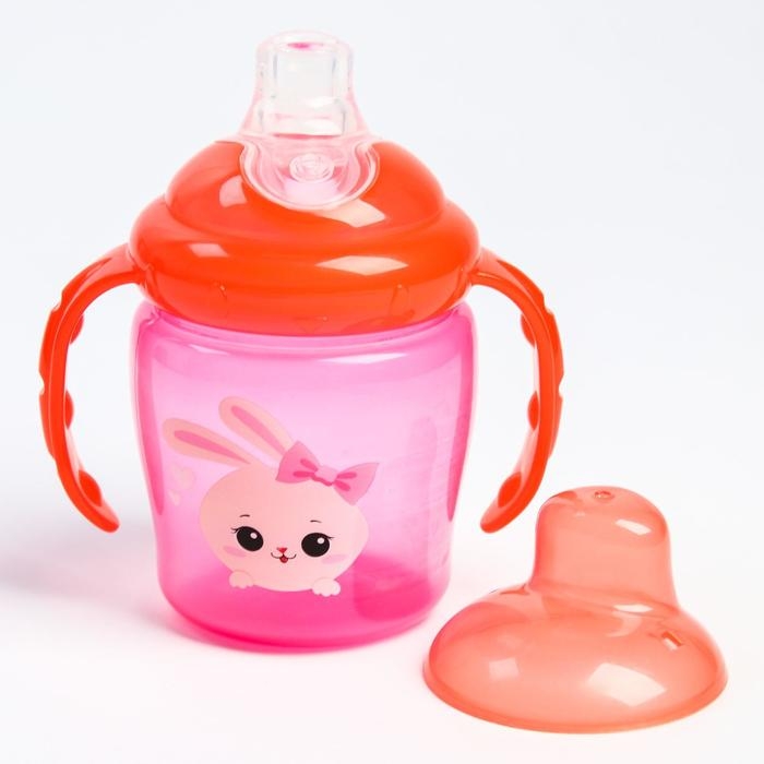 Поильник - непроливайка детский с мягким носиком «Зайка Полли», 250 мл., с ручками, цвет розовый Поильник - непроливайка детский с мягким носиком «Зайка Полли», 250 мл., с ручками, цвет розовый