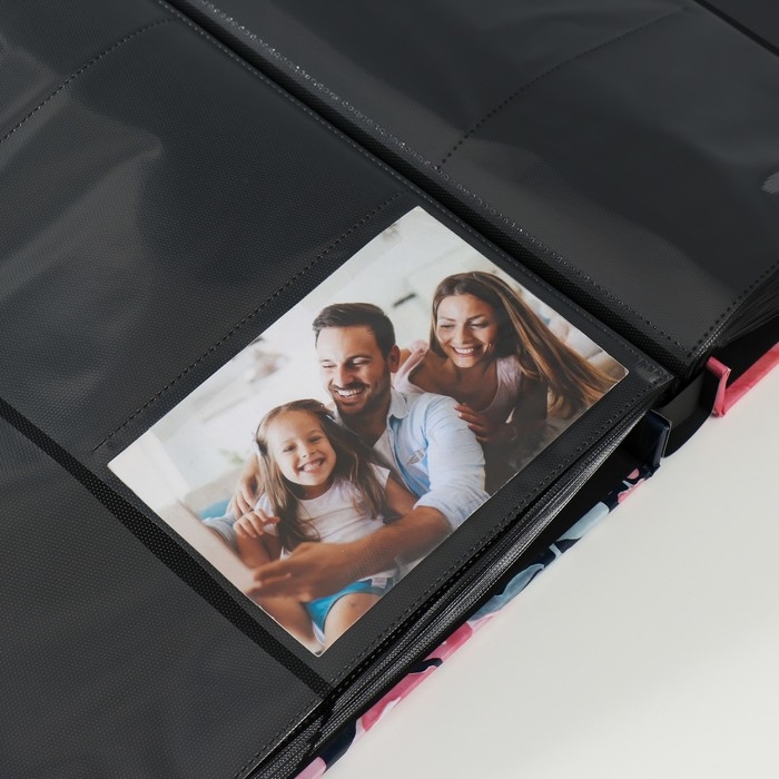 Фотоальбом на 500 фото 10х15 см "Акварель. Цветы на чёрном" 36х33х4,5 см