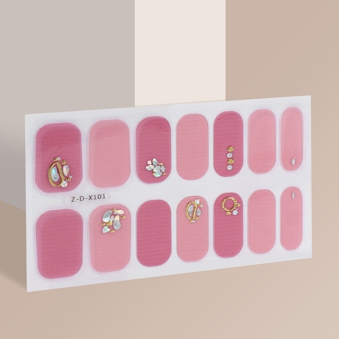 Лаковые полоски для маникюра, 14 шт, цвет розовый Лаковые полоски для маникюра, 14 шт, цвет розовый