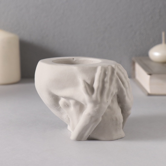 Подсвечник  Подсвечник "Череп Прятки" 7*10см т.серый