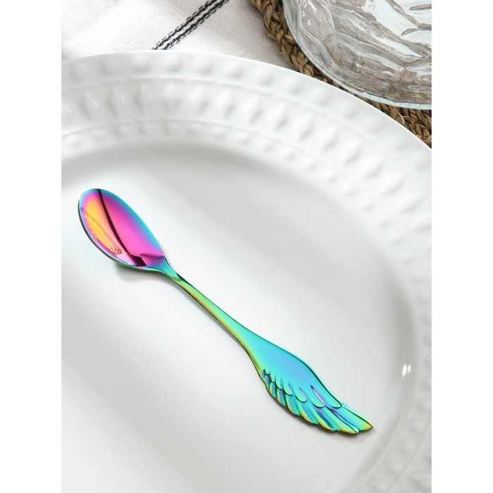 Ложка чайная из нержавеющей стали Magistro Wings, длина 14 см, цвет неоновый Ложка чайная из нержавеющей стали Magistro Wings, длина 14 см, цвет неоновый