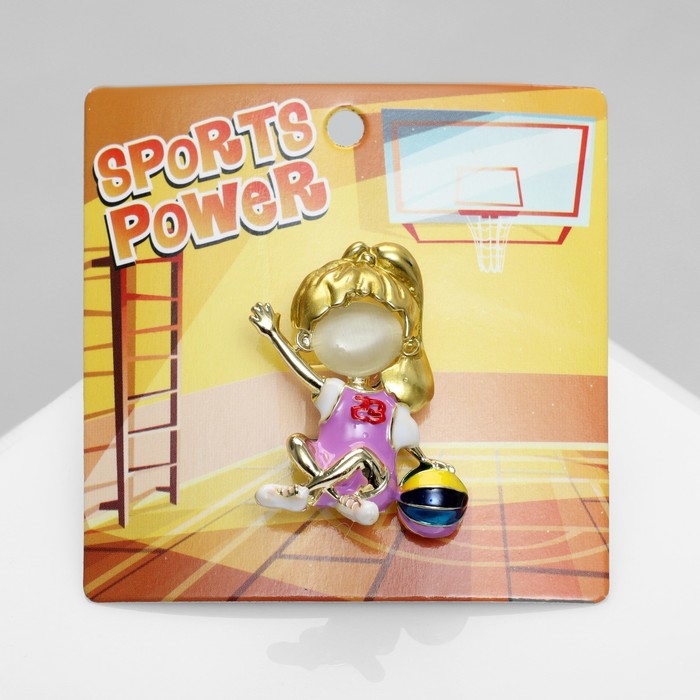 Брошь «Девочка» спортсменка, цветная в золоте Брошь «Девочка» спортсменка, цветная в золоте