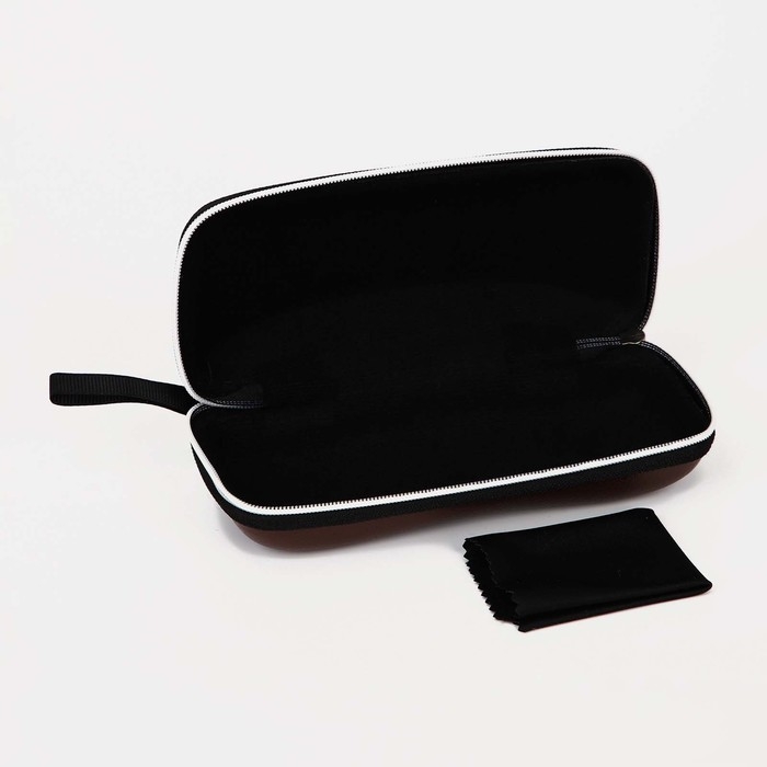 Футляр для очков на молнии, длина 16,8 см, цвет коричневый Футляр для очков на молнии, длина 16,8 см, цвет коричневый