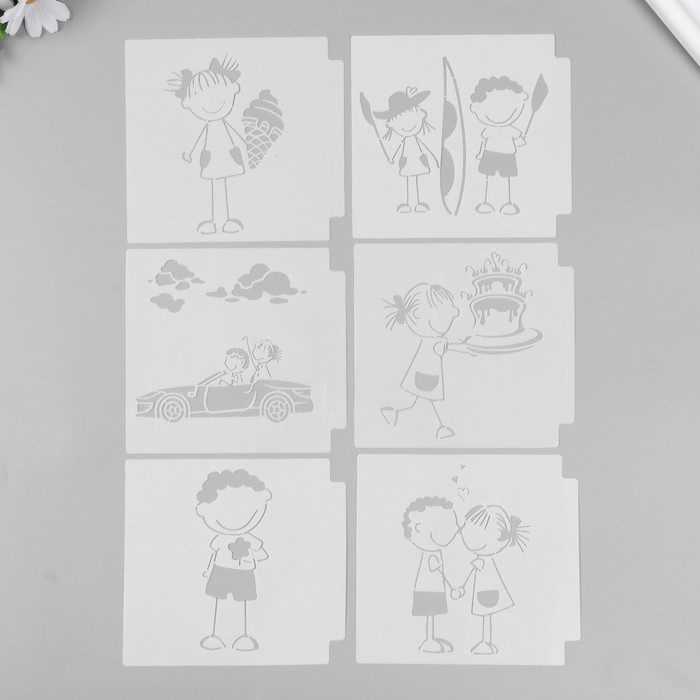 Трафарет пластик "Малыши" набор 6 шт 13х13 см