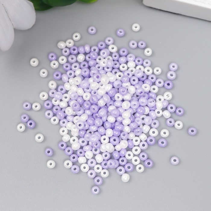 Бисер стекло 8/0  Бисер стекло 8/0 "Перламутр. Меланж сиреневый" 10 гр
