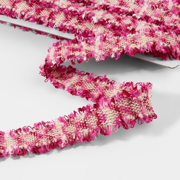 Тесьма декоративная «Твидовая», двусторонняя, 30 мм, 5 ± 0,5 м, цвет фуксия Тесьма декоративная «Твидовая», двусторонняя, 30 мм, 5 ± 0,5 м, цвет фуксия