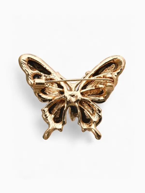 Брошь &laquo;Бабочка&raquo;, дарк, чёрно-фиолетовая в чернёном золоте
