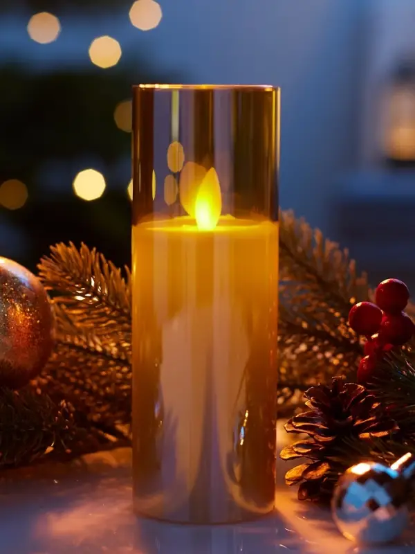 Светодиодная свеча "Золотистая" 16х5.5 см, AAx2 (не в компл.), Т/БЕЛЫЙ