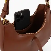 Сумка женская багет TEXTURA на молнии, 24&times;6&times;14 см, коричневая